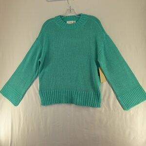 RD Style Women's sweater crew neck relaxed fit pullover knit size S NWT green